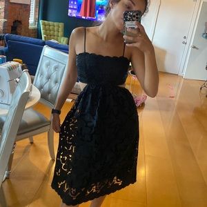 Express eyelet lace black dress
